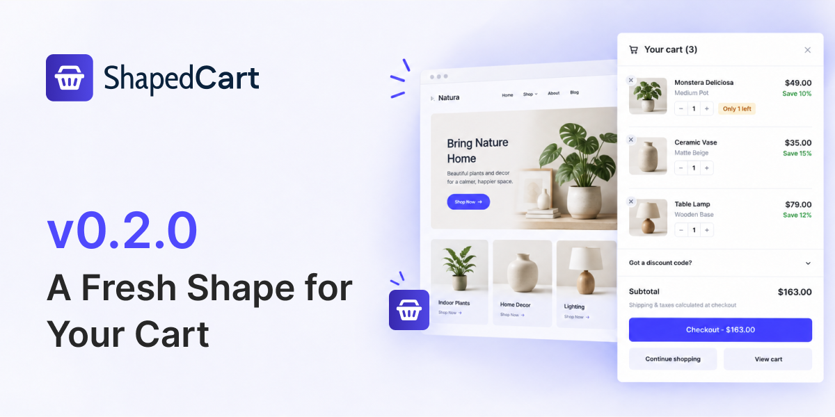 ShapedCart 0.2.0 – A Fresh Shape for Your Cart